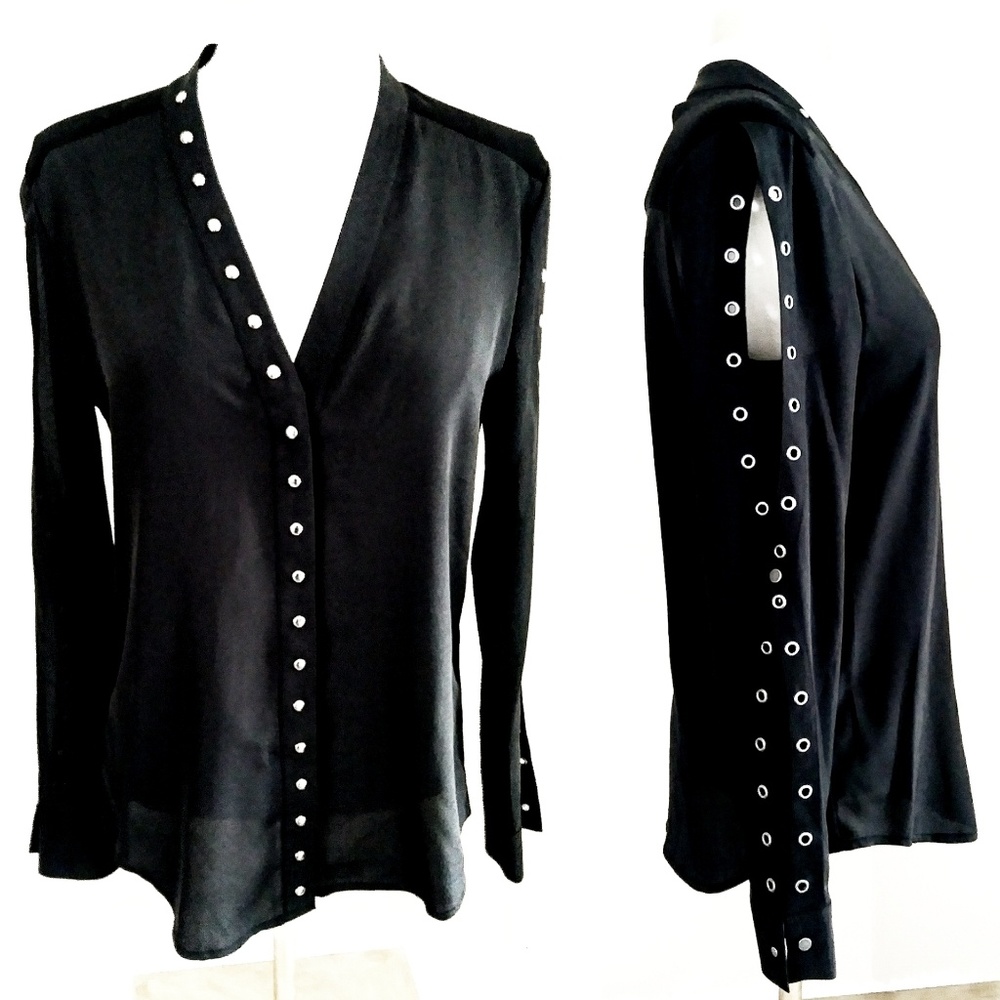 Chelsea and Walker Black Grommet Blouse